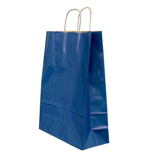 Pungă Hârtie Mâner Răsucit 32 x 12 x 41 cm Albastru cu dungi/Maro Papiroti