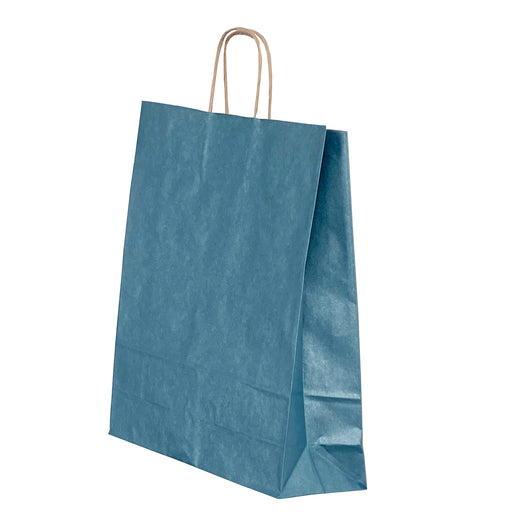 Pungă Cadou din Hârtie cu Mâner Răsucit 32 x 12 x 41 cm Albastră cu Interior Maro Papiroti