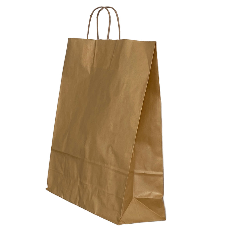 Pungă de Hârtie cu Mâner Răsucit 32x12x41 cm Auriu/Alb Papiroti