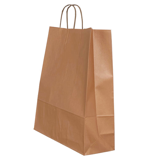 Pungă de Hârtie cu Mâner Răsucit 32x12x41 cm Bronz/Alb Papiroti
