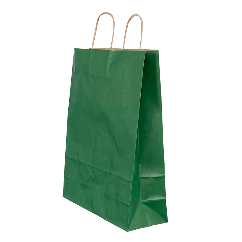 Pungă Hârtie Mâner Răsucit 32 x 12 x 41 cm Verde cu dungi/Maro Papiroti