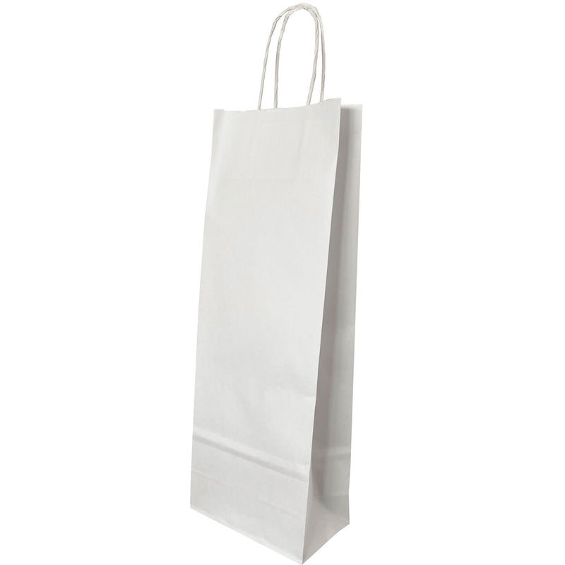 Pungă din Hârtie pentru Sticle cu Mâner Răsucit 14 x 8 x 39 cm Albă cu Interior Alb Papiroti