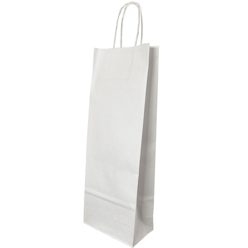 Pungă din Hârtie pentru Sticle cu Mâner Răsucit 14 x 8 x 39 cm Albă cu Interior Alb Papiroti