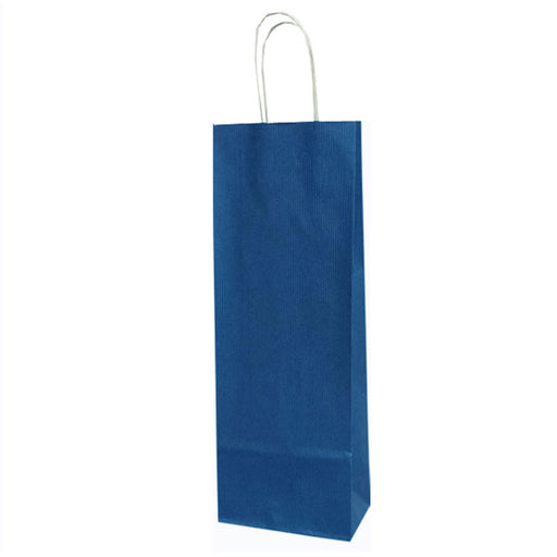Pungă din Hârtie pentru Sticle cu Mâner Răsucit 14 x 8 x 39 cm Albastru/Alb Papiroti