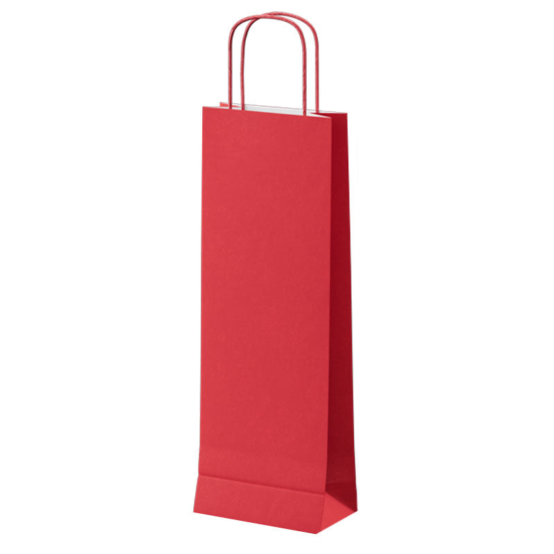 Pungă din Hârtie pentru Sticle cu Mâner Răsucit 14 x 8 x 39 cm Roșu/Alb Papiroti