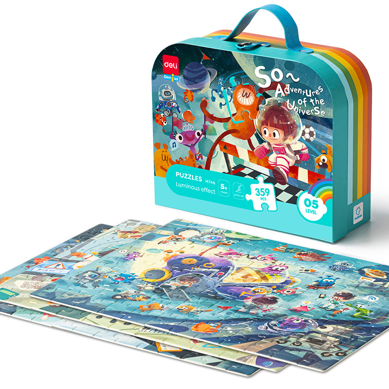 Puzzle Gigant Cadou 359 Piese cu Efect Luminos Univers Deli