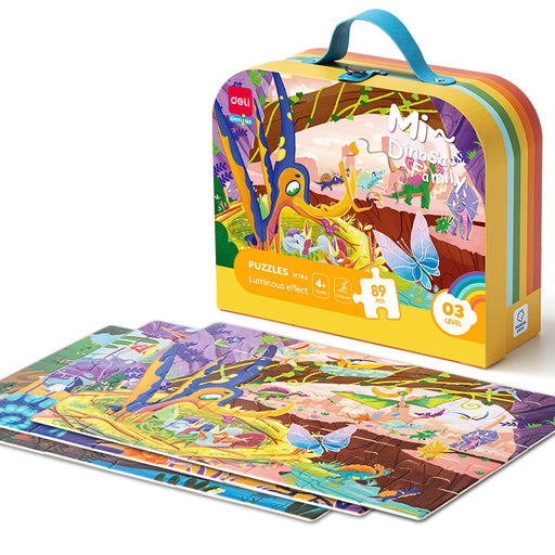 Puzzle Gigant Cadou 89 Piese cu Efect Luminos Dinozauri Deli