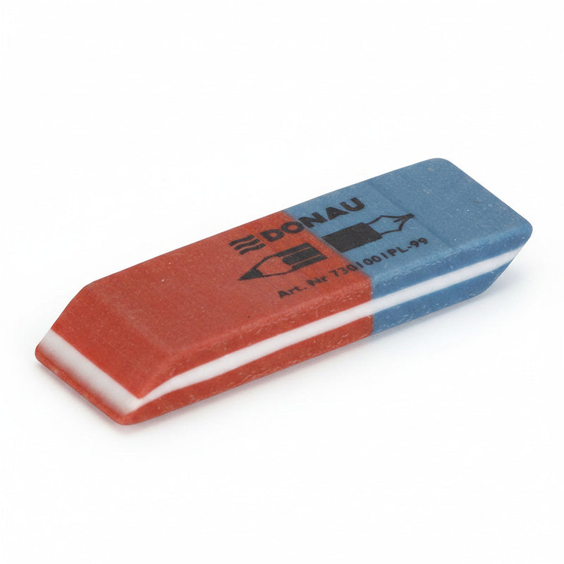 Radiera cauciuc pentru creion/cerneala, 57x19x8mm DONAU - rosu/albastru