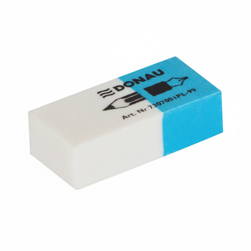 Radiera cauciuc pentru creion/cerneala, 41x18x11mm DONAU - alb/albastru