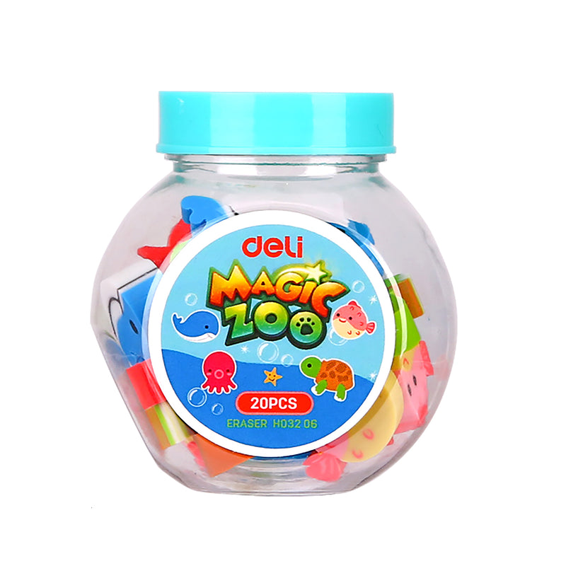 Radiere Creion Borcan 20 Buc Mini Zoo Deli