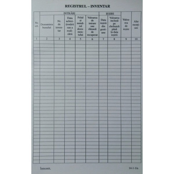Registru Inventar Vertical A4 100 file Nebo