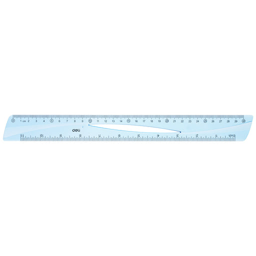 Riglă Albastră Transparentă 30 cm Deli