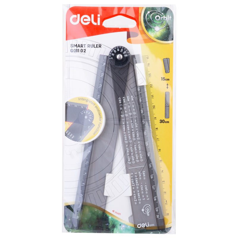 Riglă Smart Pliabilă 30 cm Neagră Transparentă Deli