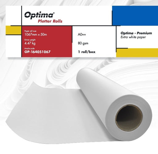 Rolă Plotter A0++ 80g 1067 mm x 50 m Premium Optima