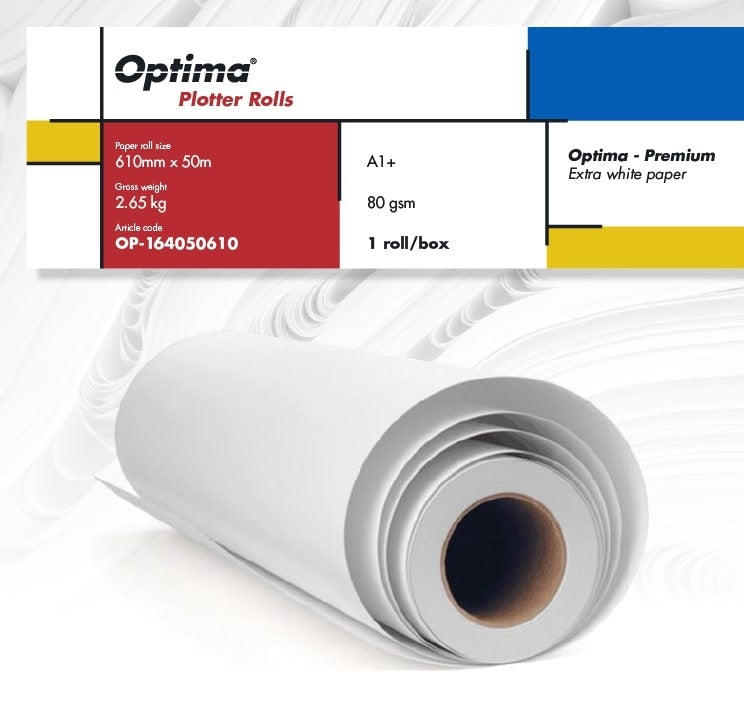 Rolă Plotter A1+ 80g 610 mm x 50 m Premium Optima