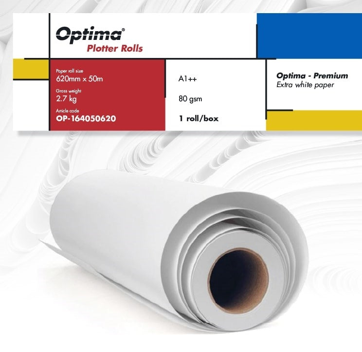 Rolă Plotter A1++ 80g 620 mm x 50 m Premium Optima