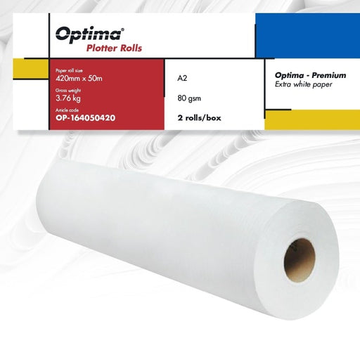 Rolă Plotter A2 80g 420 mm x 50 m 2 role/cutie Premium Optima