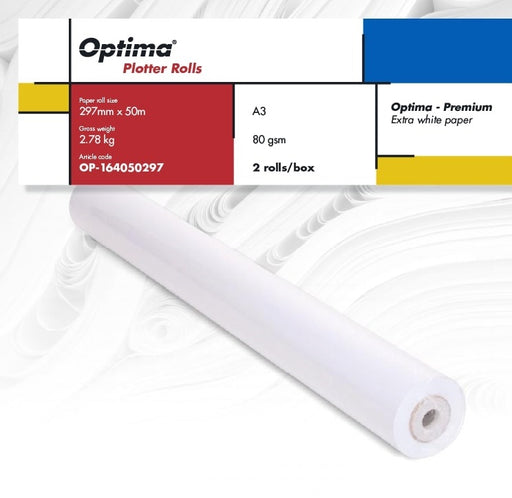 Rolă Plotter A3 80g 297 mm x 50 m 2 role/cutie Premium Optima