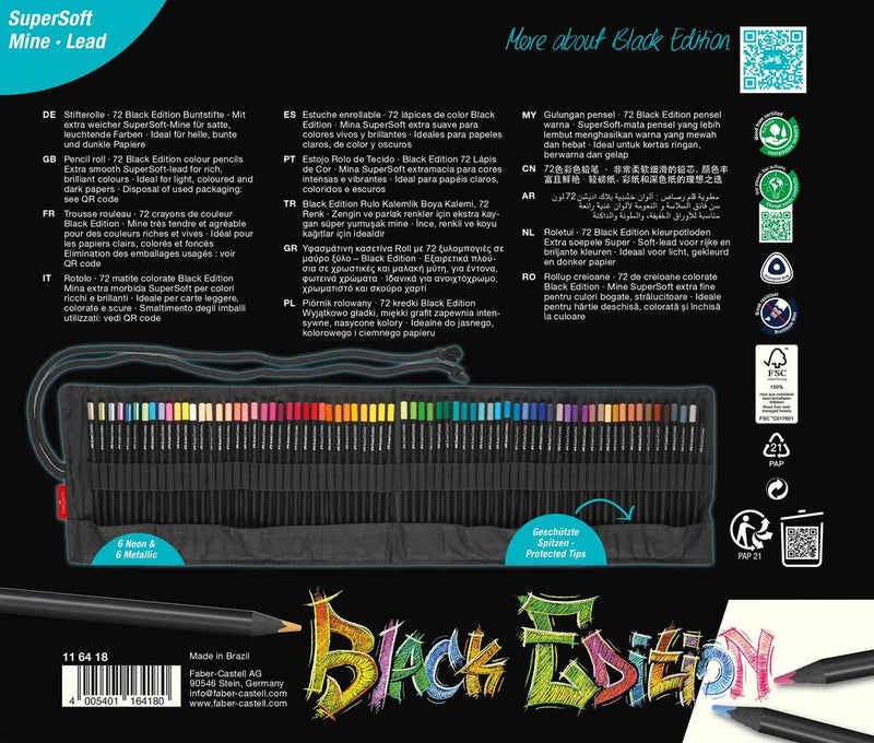 Roll-Up 72 Creioane Colorate Black Edition Faber-Castell
