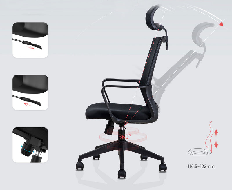 Scaun de Birou Executive Spătar Mesh cu Tetieră 4503 Deli
