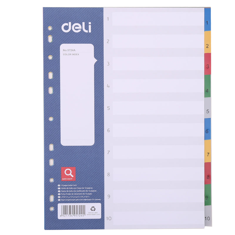 Separator index plastic 1-10 Deli 225 x 297 mm