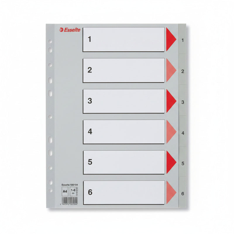 Separator index plastic 1-6 Esselte 225 x 297 mm
