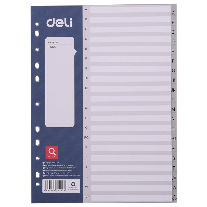 Separator index plastic A-Z Deli 225 x 297 mm