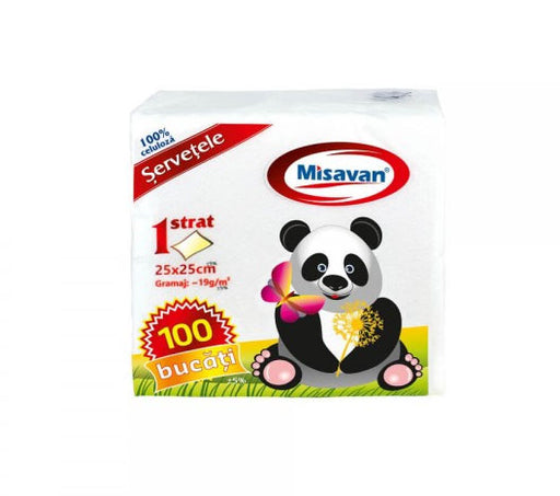 Servetele de masa albe 25 x 25 cm - 100 buc