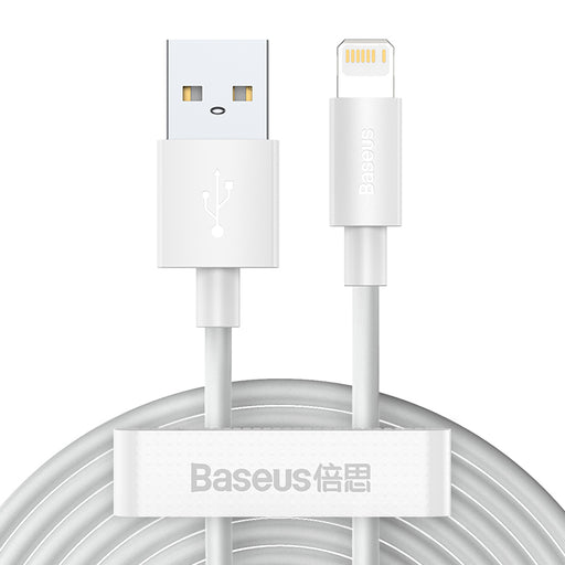 Cablu Baseus Simple Wisdom USB-A la Lightning 1.5m 2.4A Alb Set 2 Bucăți