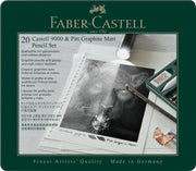 Set Creioane Grafit Mat Pitt și Castell 9000 cu Radieră și Ascuțitoare Faber-Castell