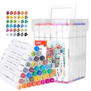 Set 36 Markere Sketch Vârf Dublu 1/7 mm Cutie Plastic Deli