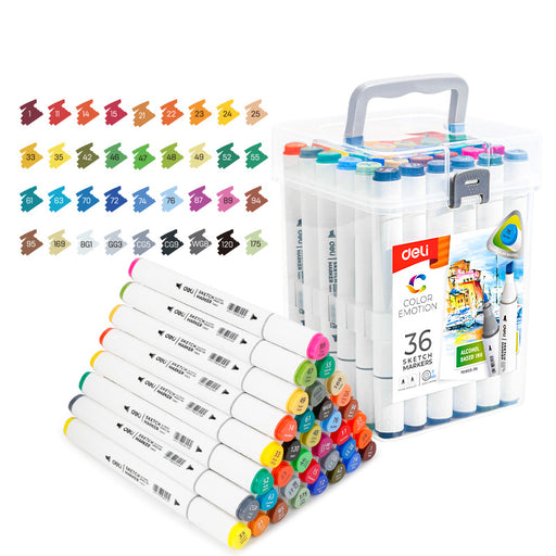 Set 36 Markere Sketch Color Emotion Vârf Dublu 1/7 mm Deli