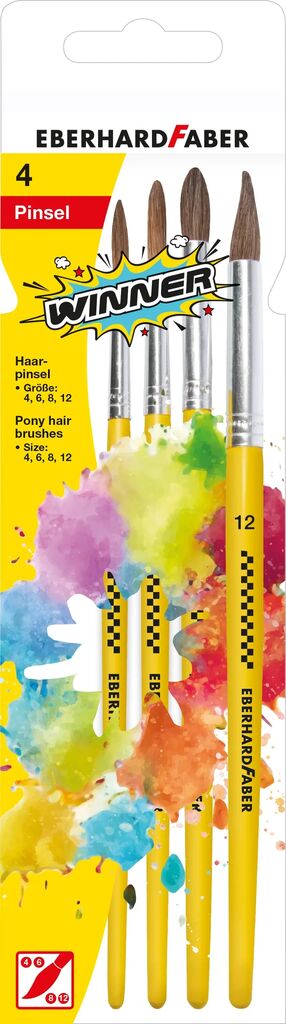Set Pensule Vârf Rotund Nr. 4, 6, 8, 12 4 buc Eberhard Faber