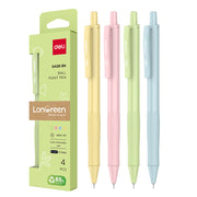 Pix cu Mecanism Longreen 0,7 mm Corp Pastel Negru Plastic Reciclat 4 Buc Deli