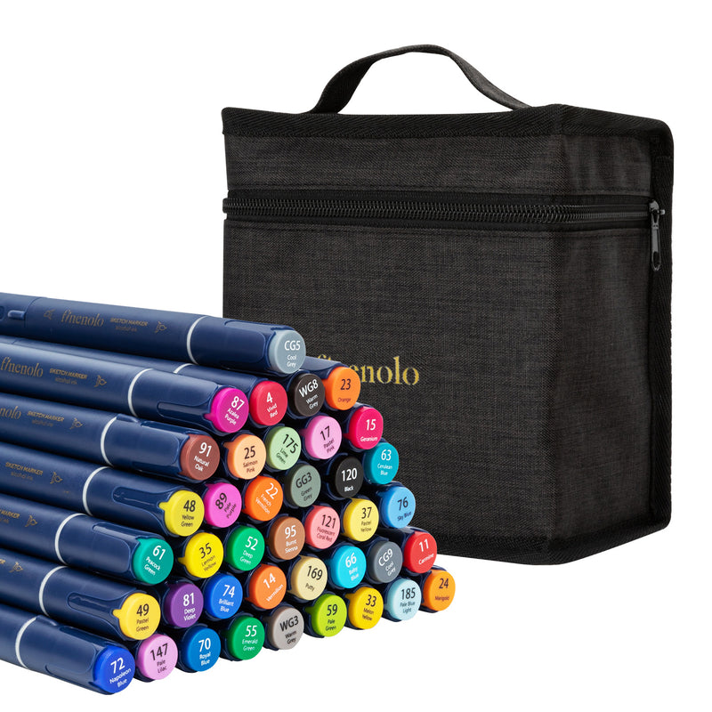Set 40 Markere Sketching Vârf Dublu Husă Textilă Deli