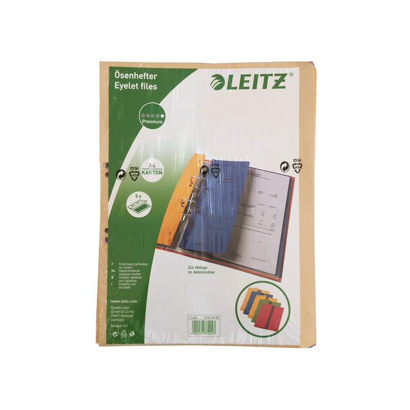 Set 5 Bucati Dosar Carton Capse 1/2 Diverse Culori - Leitz