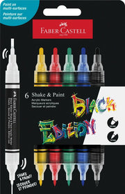 Markere Acrilice Shake&Paint Culori Clasice 6 Buc Faber-Castell