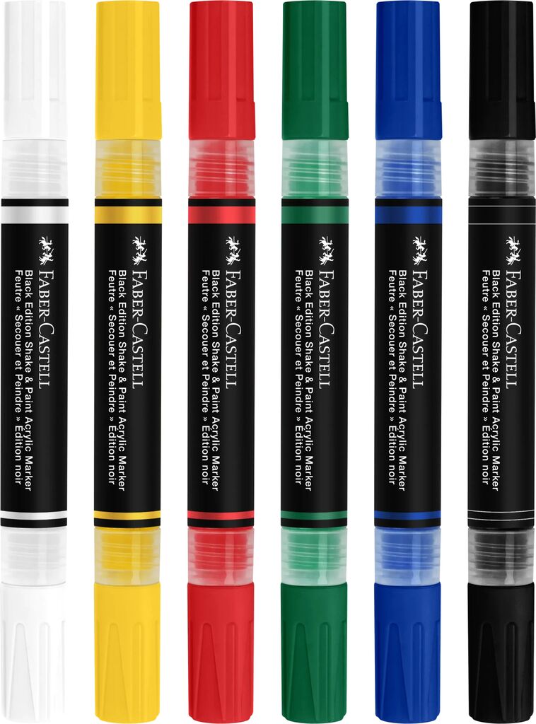 Markere Acrilice Shake&Paint Culori Clasice 6 Buc Faber-Castell