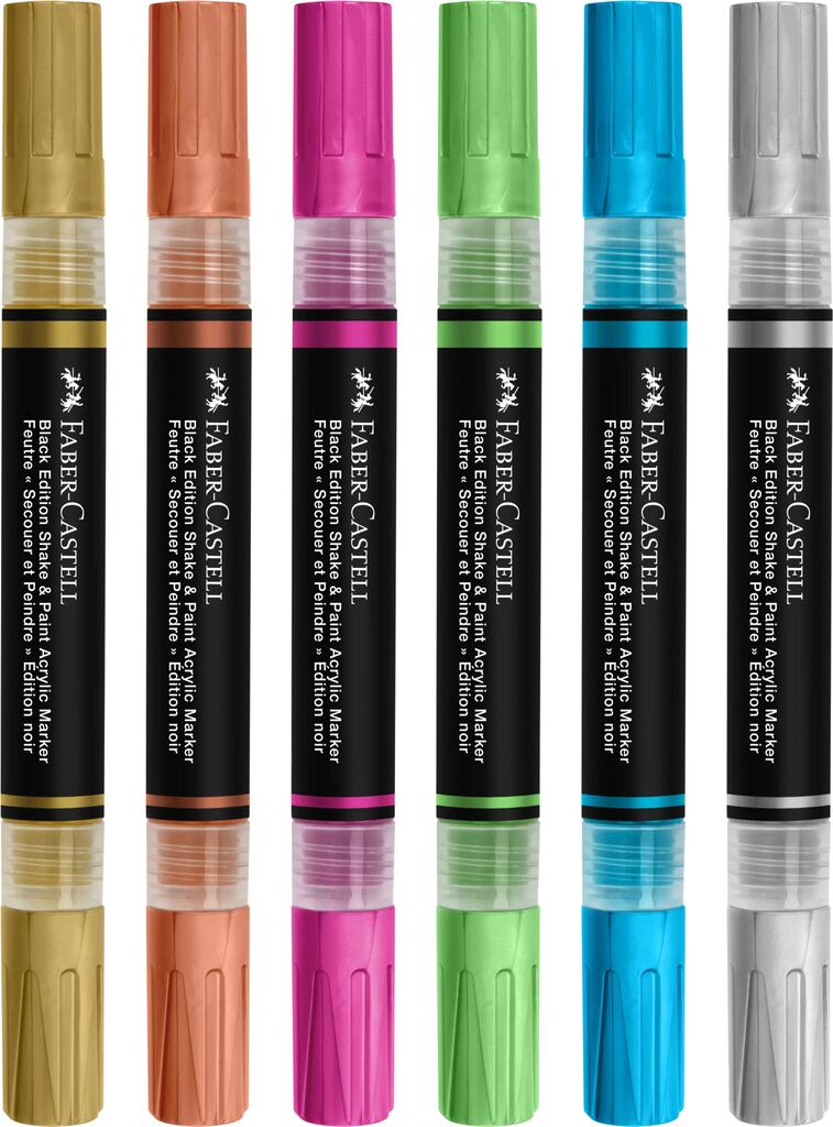 Markere Acrilice Shake&Paint Culori Metalizate 6 Buc Faber-Castell