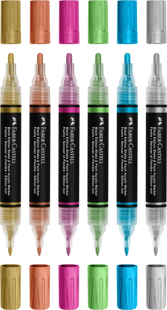 Markere Acrilice Shake&Paint Culori Metalizate 6 Buc Faber-Castell
