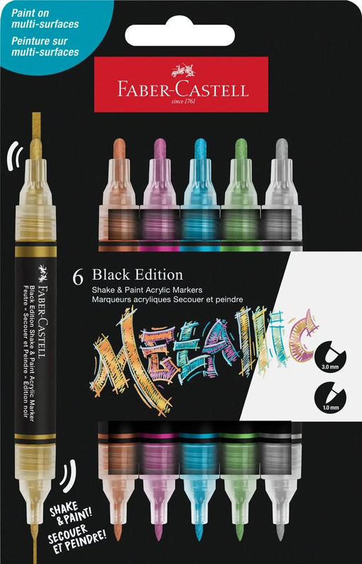 Markere Acrilice Shake&Paint Culori Metalizate 6 Buc Faber-Castell