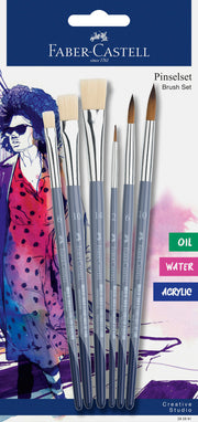 Set 6 Pensule Creative Studio 3 Rotunde 3 Plate Faber-Castell