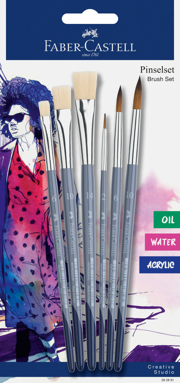 Set 6 Pensule Creative Studio 3 Rotunde 3 Plate Faber-Castell