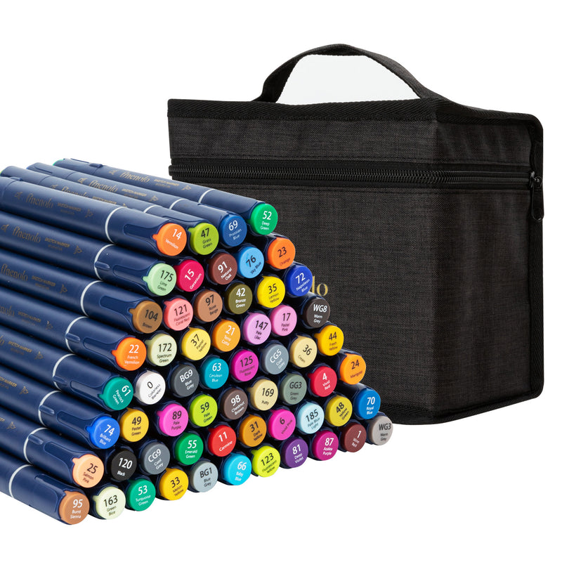 Set 60 Markere Sketching Vârf Dublu Husă Textilă Deli