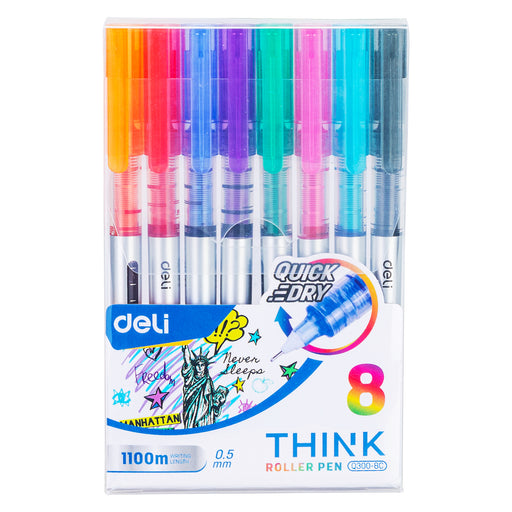 Set 8 Rollere Free Ink 0,5 mm Culori Diverse Deli