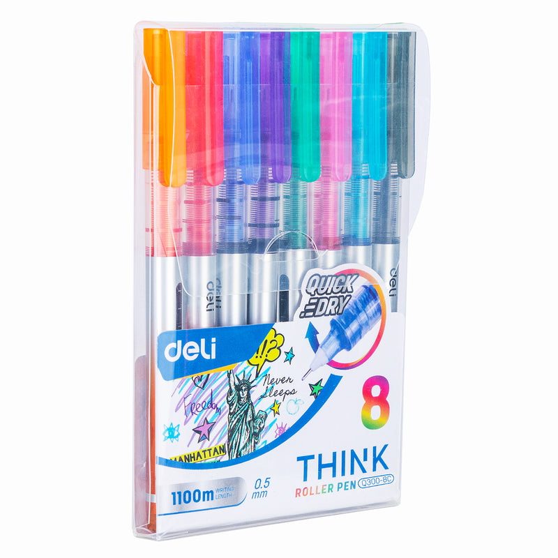 Set 8 Rollere Free Ink 0,5 mm Culori Diverse Deli