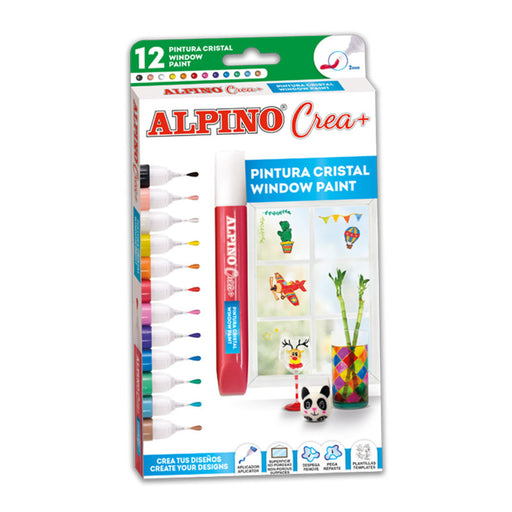 Set Crea+ Cristal Window Paint Marker 12 Culori Alpino
