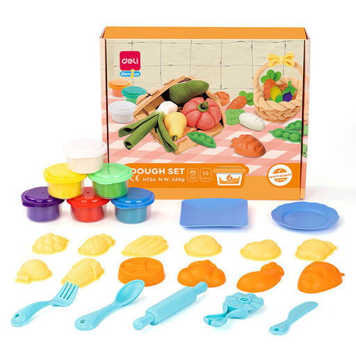 Set Creativ Plastilină cu 19 Accesorii Fructe și Legume Deli