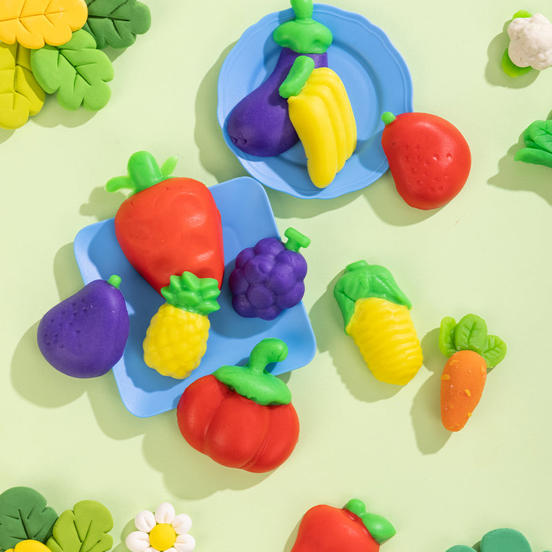 Set Creativ Plastilină cu 19 Accesorii Fructe și Legume Deli