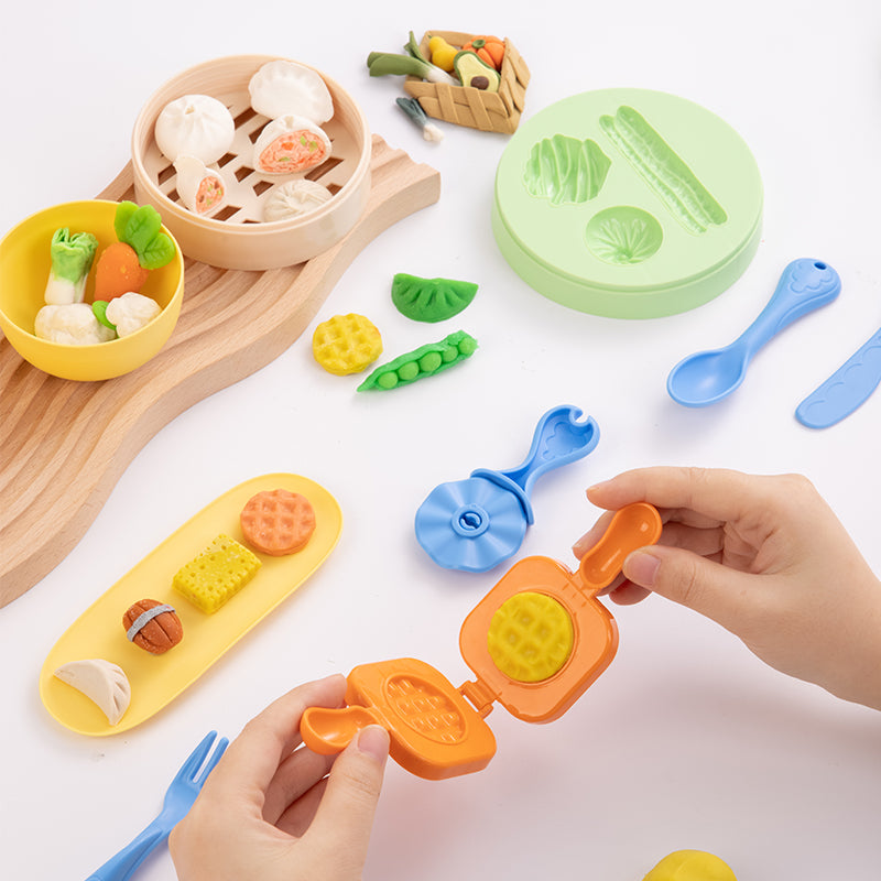 Set Creativ Plastilină cu 19 Accesorii Fructe și Legume Deli